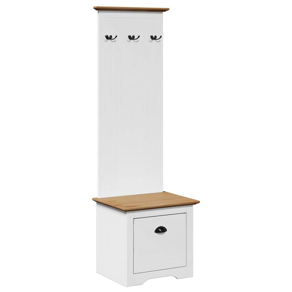 Flurschrank mit Haken BODO Weiß und Braun 50x40x157 cm