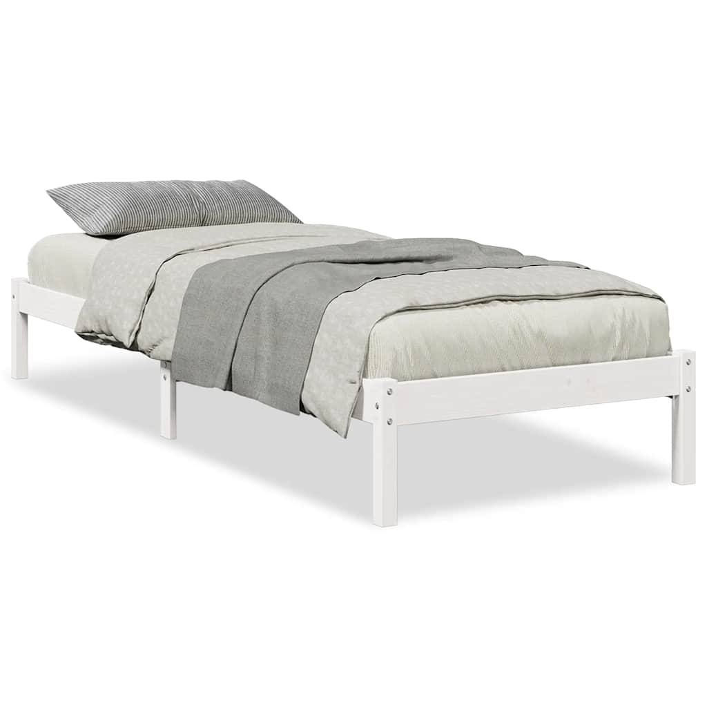 Massivholzbett Extra Lang ohne Matratze Weiß 100x210 Kieferholz