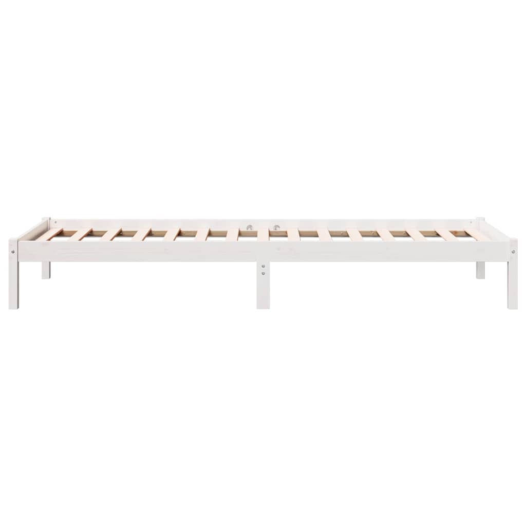 Massivholzbett Extra Lang ohne Matratze Weiß 100x210 Kieferholz