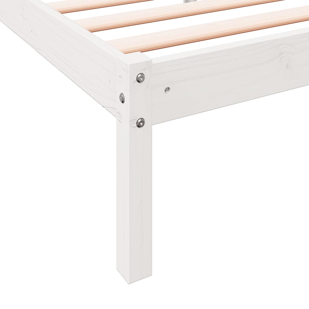 Massivholzbett Extra Lang ohne Matratze Weiß 100x210 Kieferholz