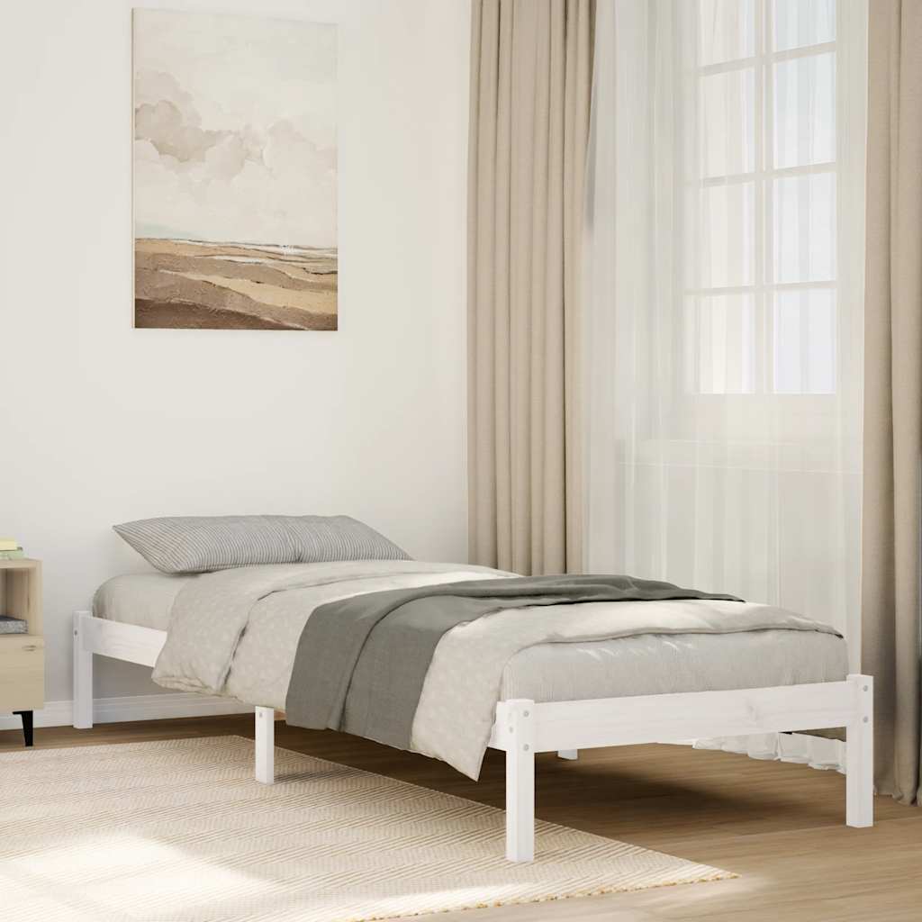 Massivholzbett Extra Lang ohne Matratze Weiß 100x210 Kieferholz