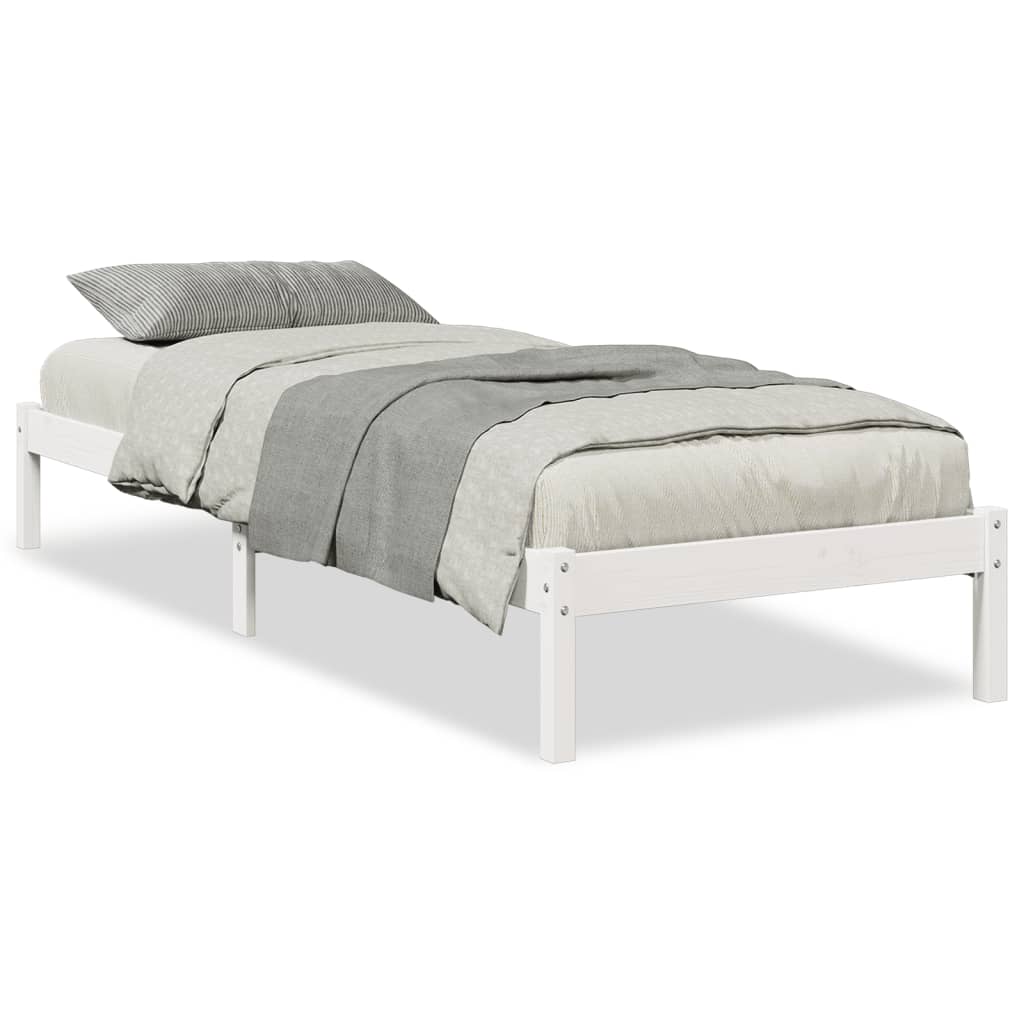 Massivholzbett Extra Lang ohne Matratze Weiß 100x220 Kieferholz