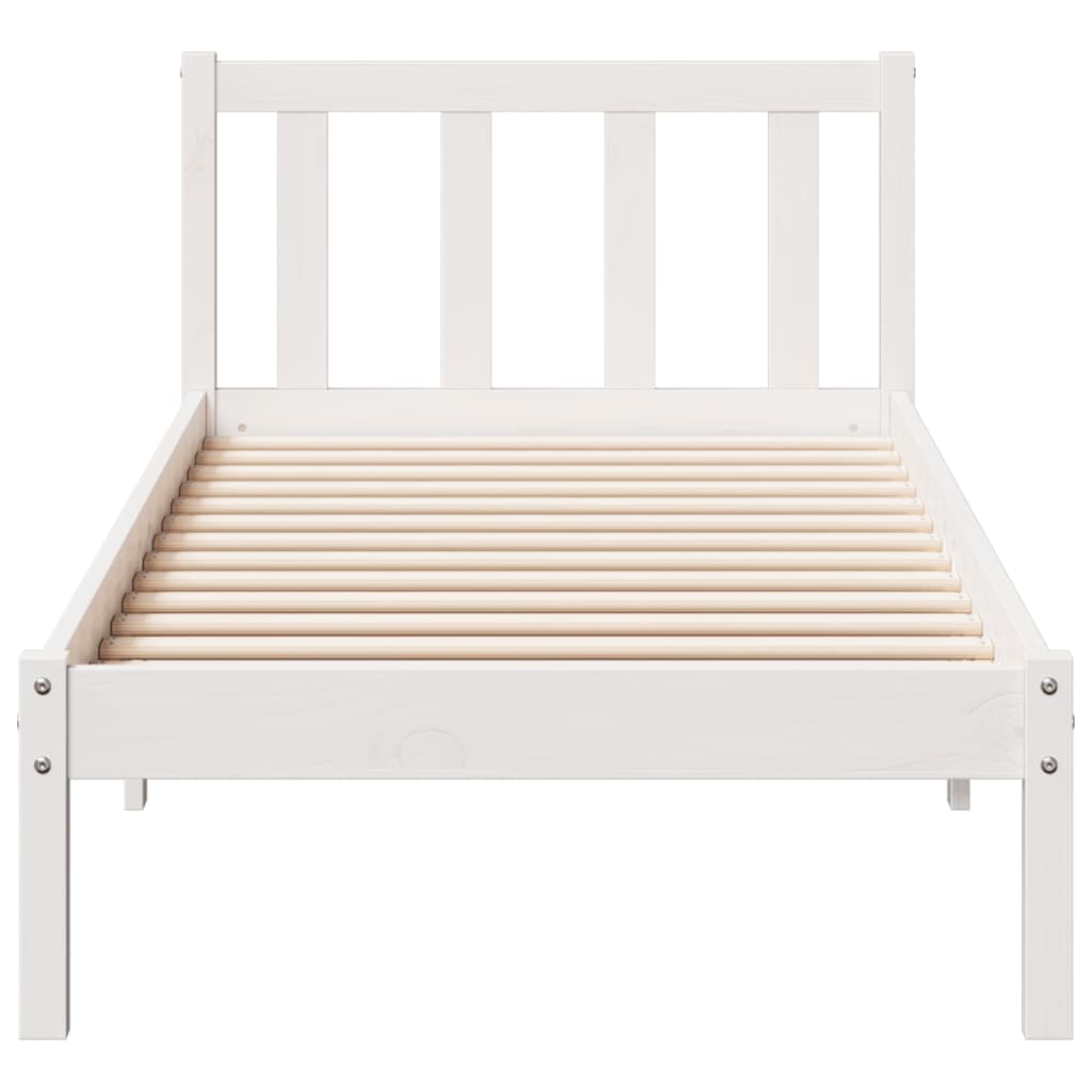 Massivholzbett Extra Lang ohne Matratze Weiß 100x220 Kieferholz