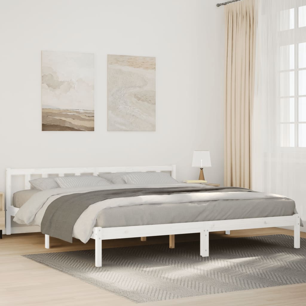 Massivholzbett Extra Lang ohne Matratze Weiß 200x220 Kieferholz