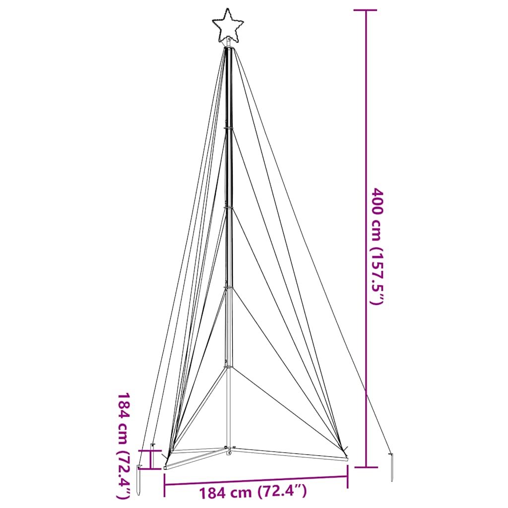 LED Weihnachtsbaum 615 LEDs Warmweiß 404,5 cm