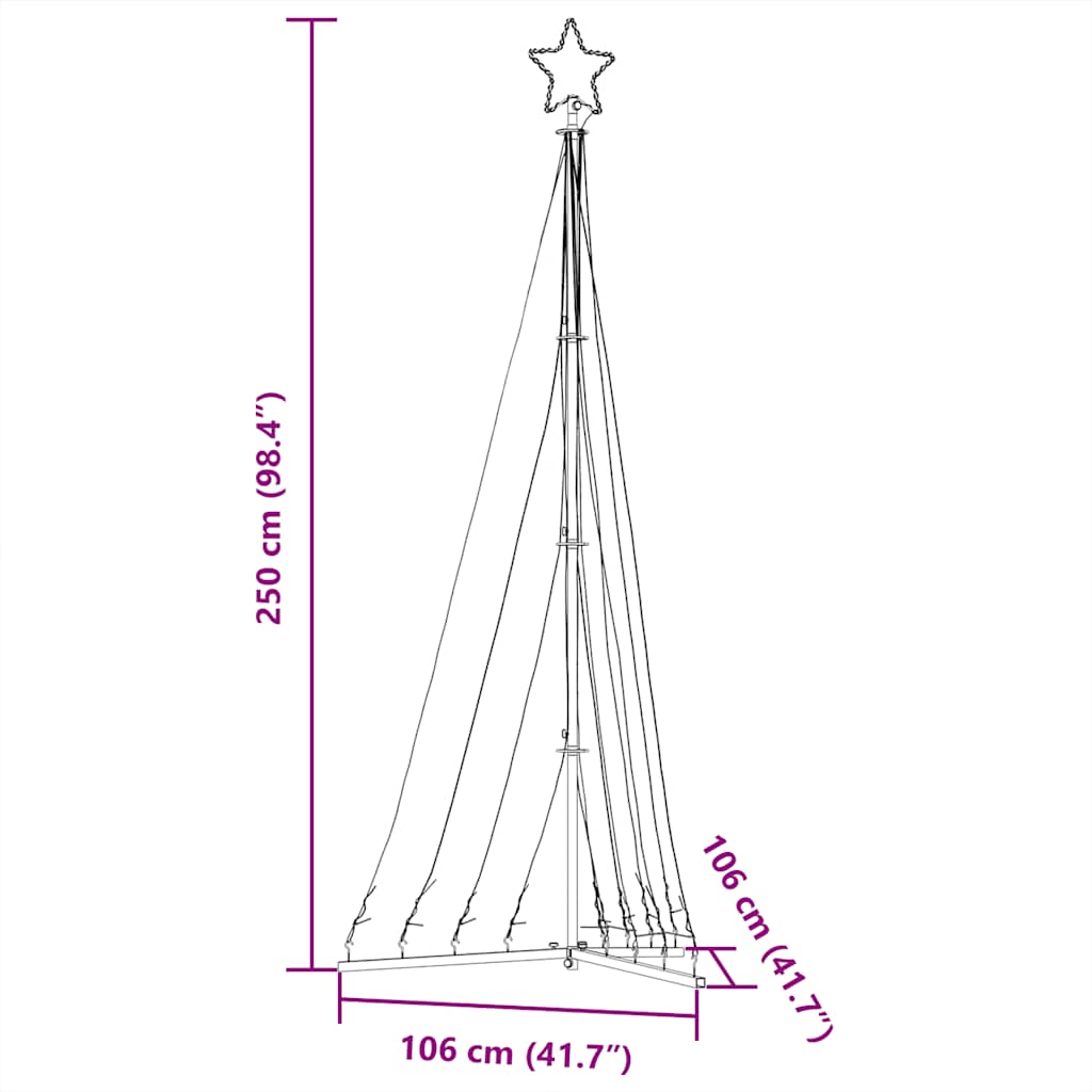 LED Weihnachtsbaum 447 LEDs Kaltweiß 250 cm