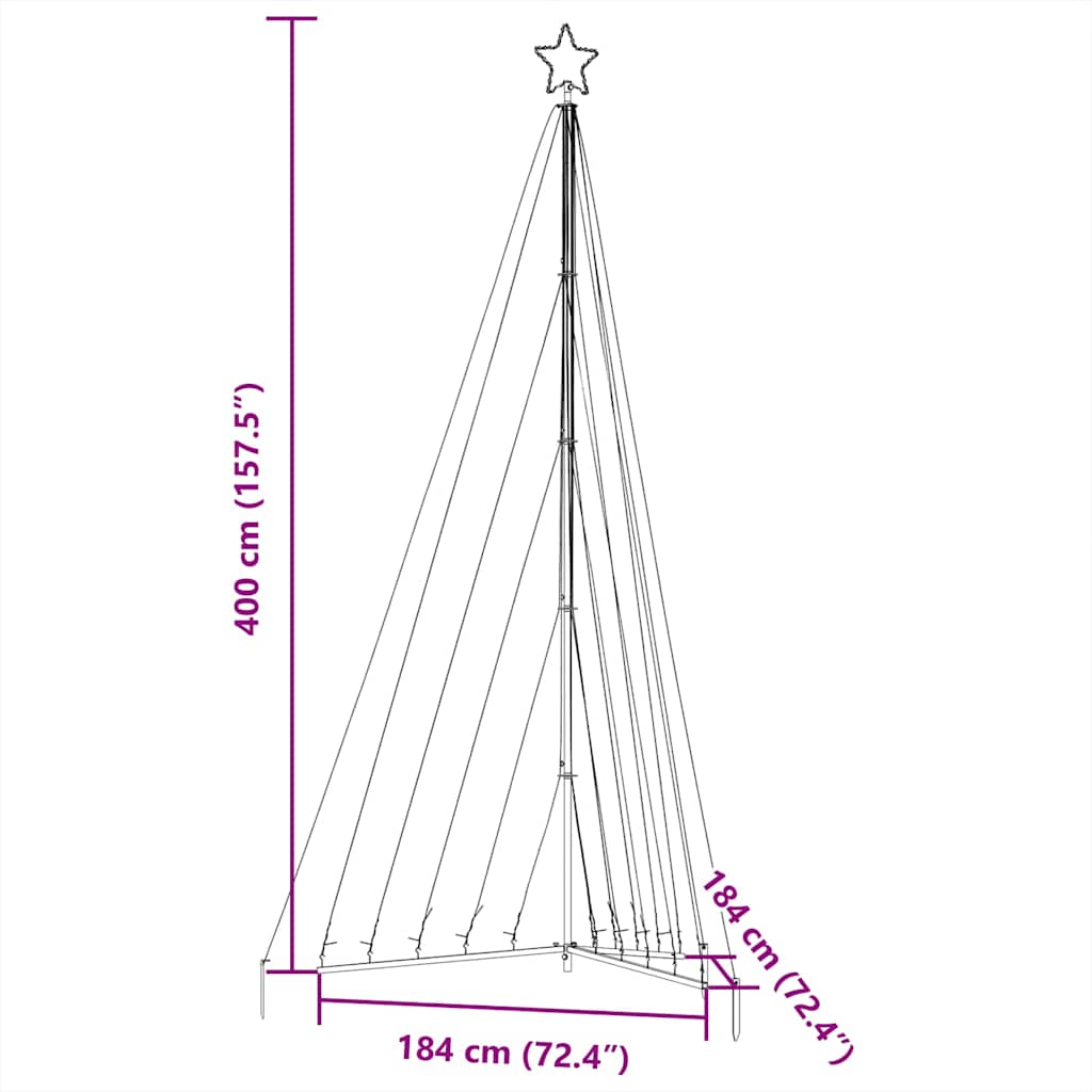 LED Weihnachtsbaum 570 LEDs Kaltweiß 399 cm