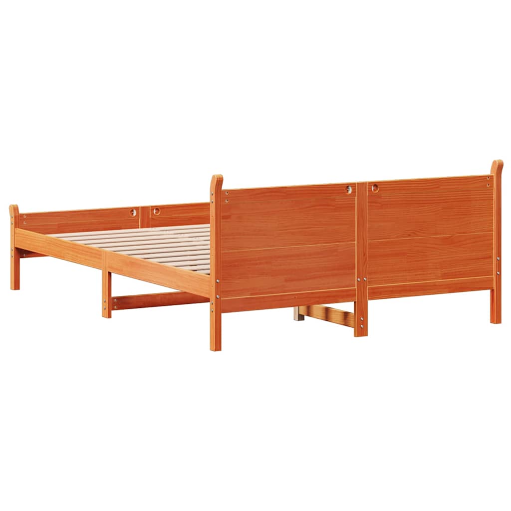 Massivholzbett ohne Matratze Wachsbraun 140x190 cm Kiefernholz