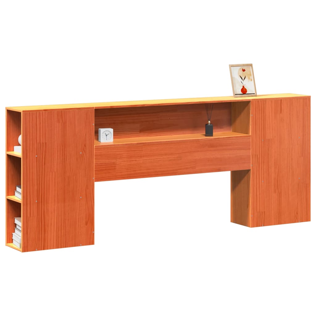 Kopfteil mit Stauraum Wachsbraun 200 cm Massivholz Kiefer