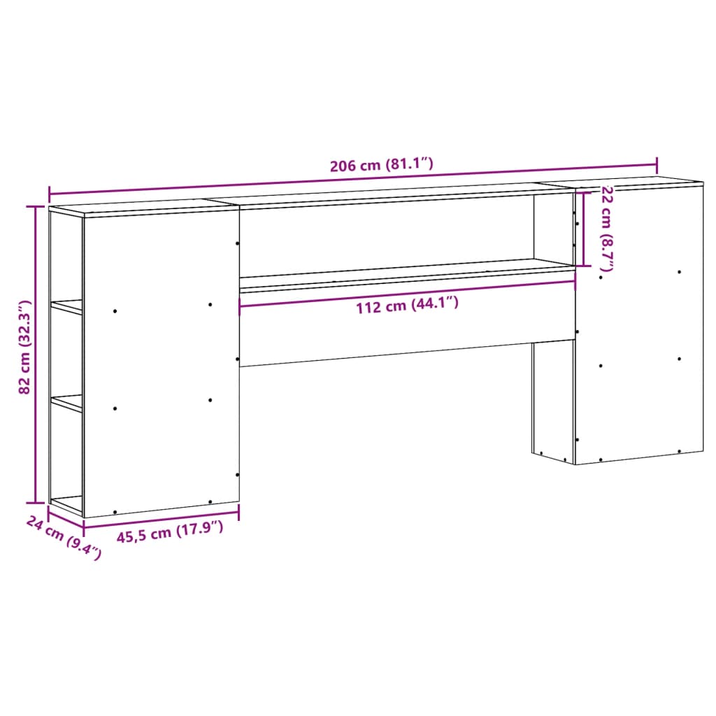 Kopfteil mit Stauraum Wachsbraun 200 cm Massivholz Kiefer