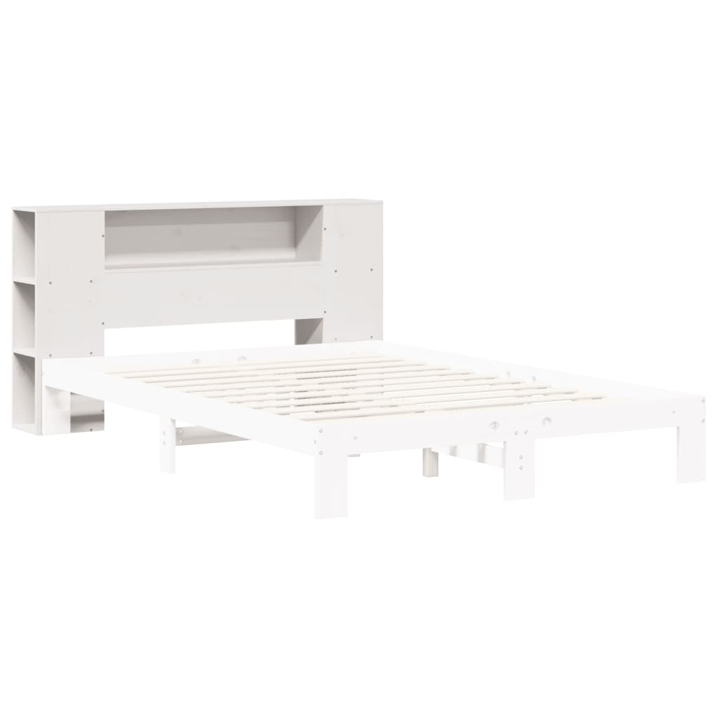 Kopfteil mit Stauraum Weiß 120 cm Massivholz Kiefer