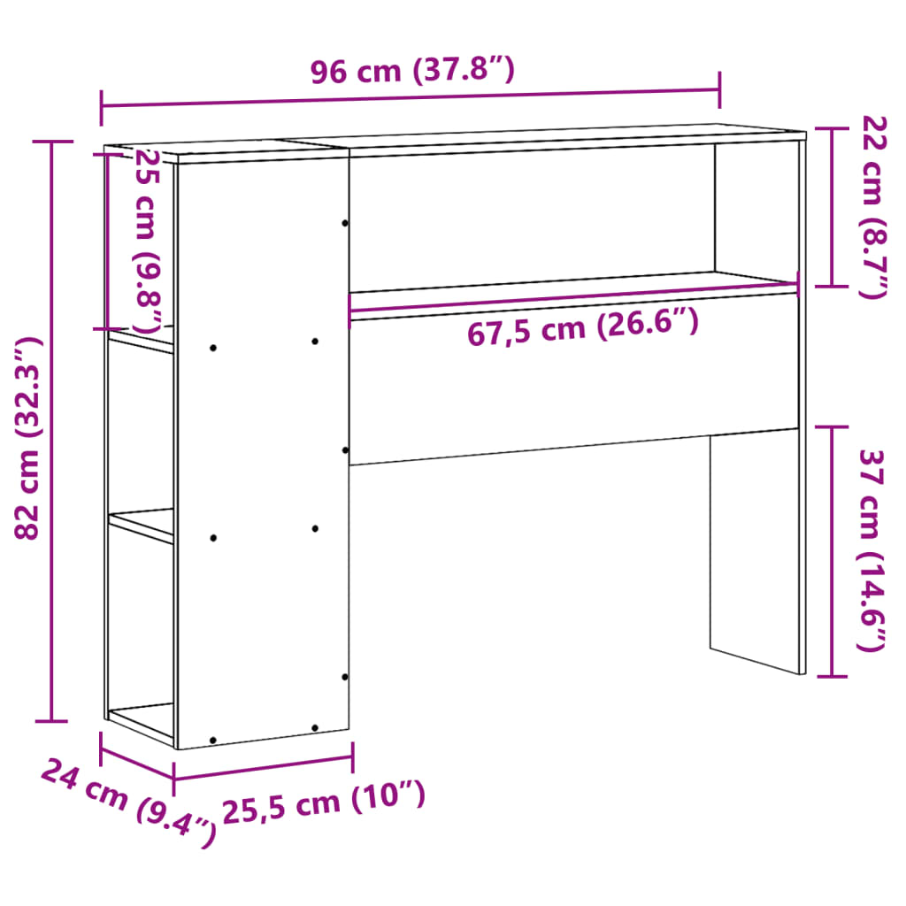 Kopfteil mit Stauraum 90 cm Massivholz Kiefer