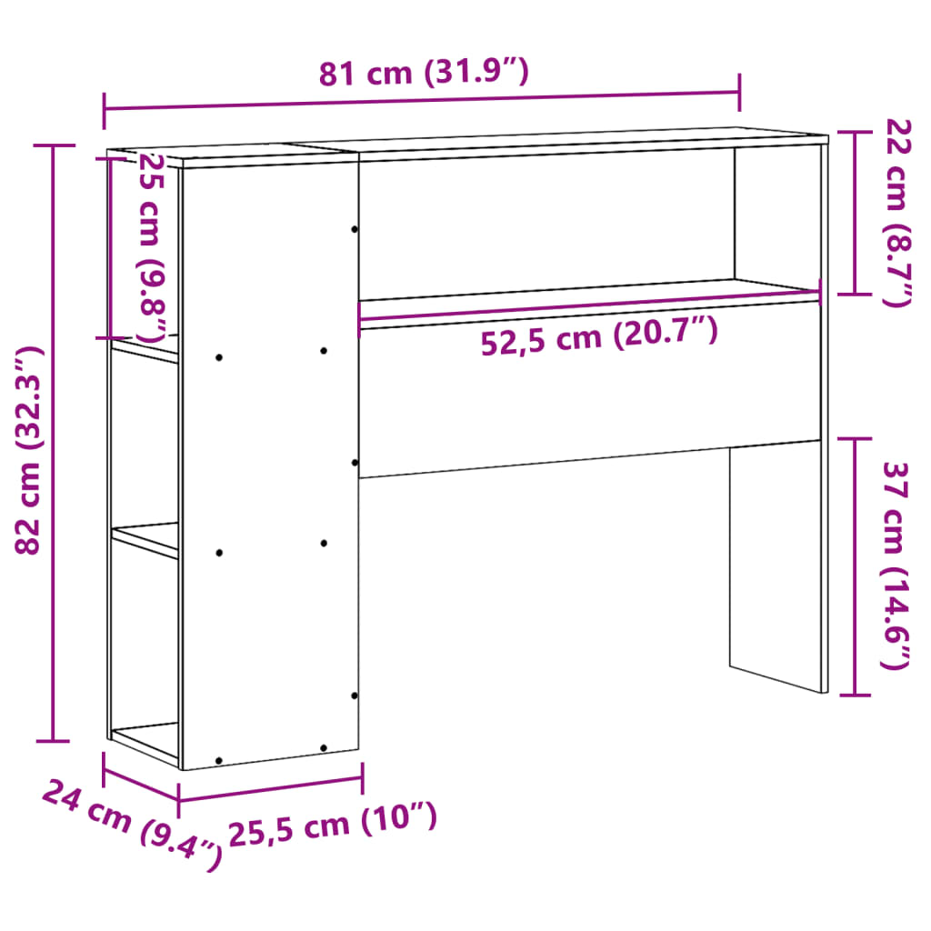 Kopfteil mit Stauraum Weiß 75 cm Massivholz Kiefer