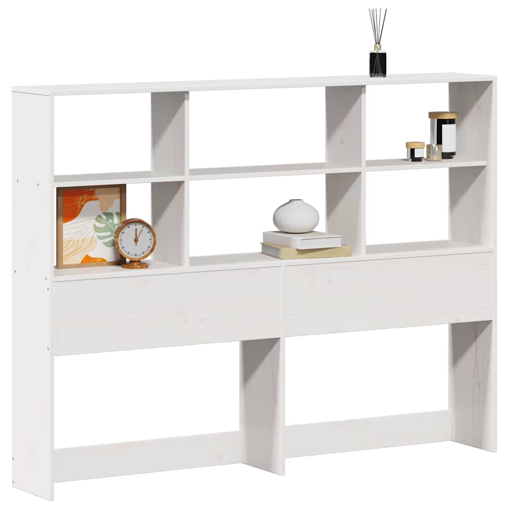 Kopfteil mit Stauraum Weiß 160 cm Massivholz Kiefer
