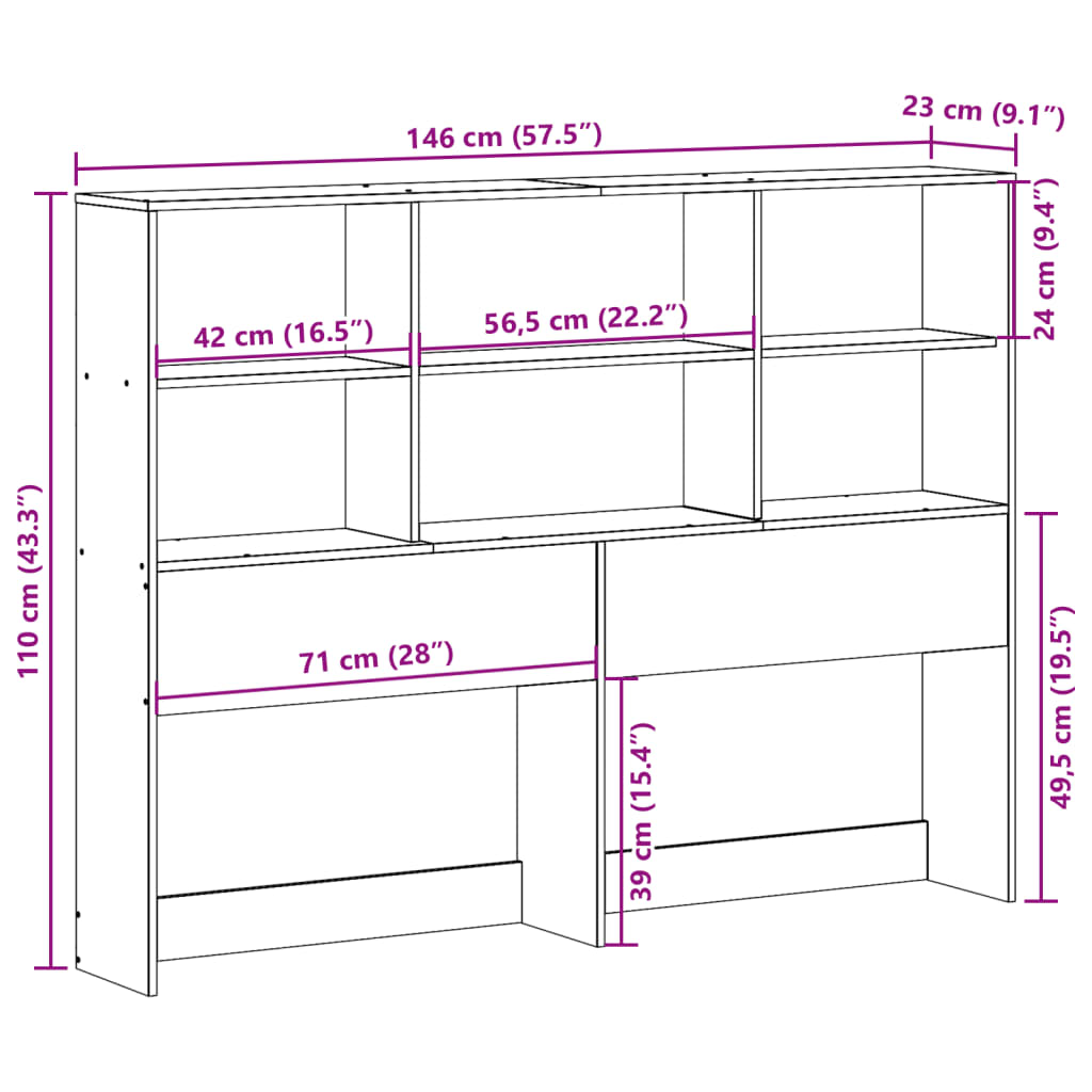 Kopfteil mit Stauraum Wachsbraun 140 cm Massivholz Kiefer