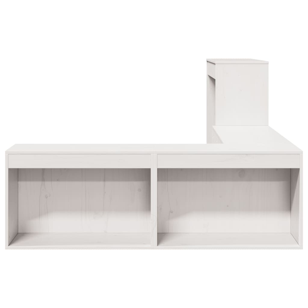 Nachttisch mit Schreibtisch Weiß 232x122x75 cm Massivholz Kiefer