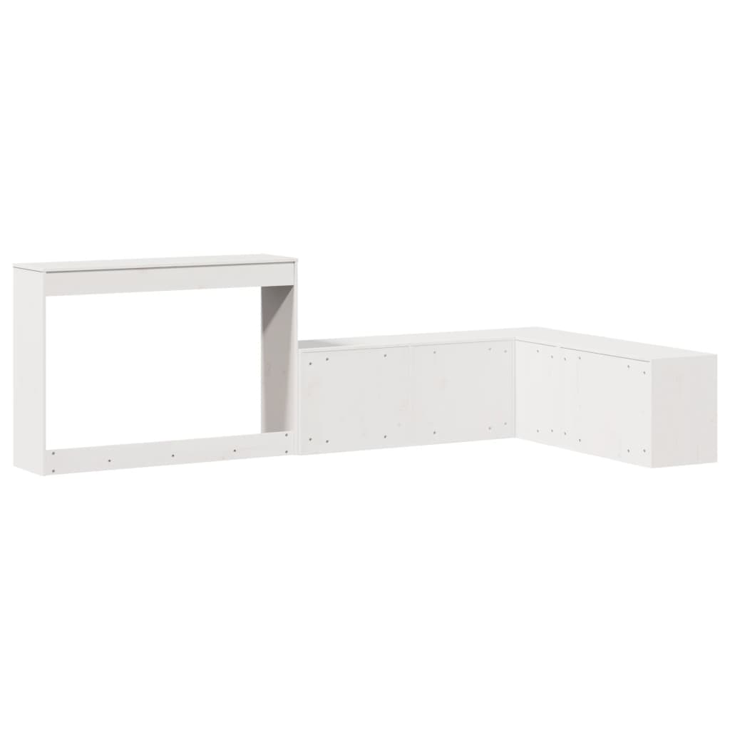 Nachttisch mit Schreibtisch Weiß 232x122x75 cm Massivholz Kiefer