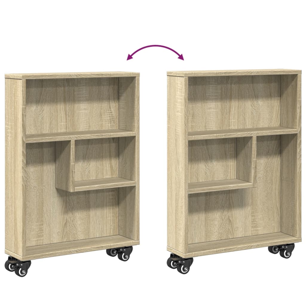 Schmaler Aufbewahrungswagen Sonoma-Eiche 48 x 13 x 68 cm Holzwerkstoff