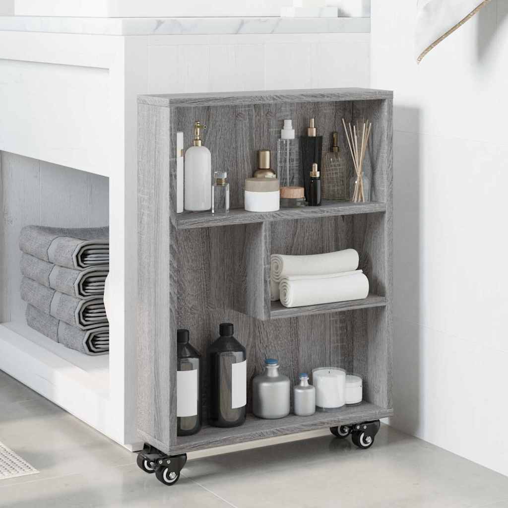Aufbewahrungswagen Schmal Grau Sonoma 48x13x68 cm Holzwerkstoff