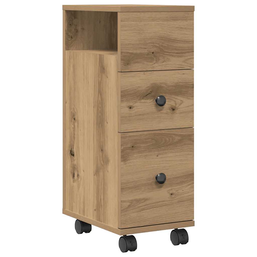 Badschrank Schmal mit Rollen Artisan-Eiche Holzwerkstoff
