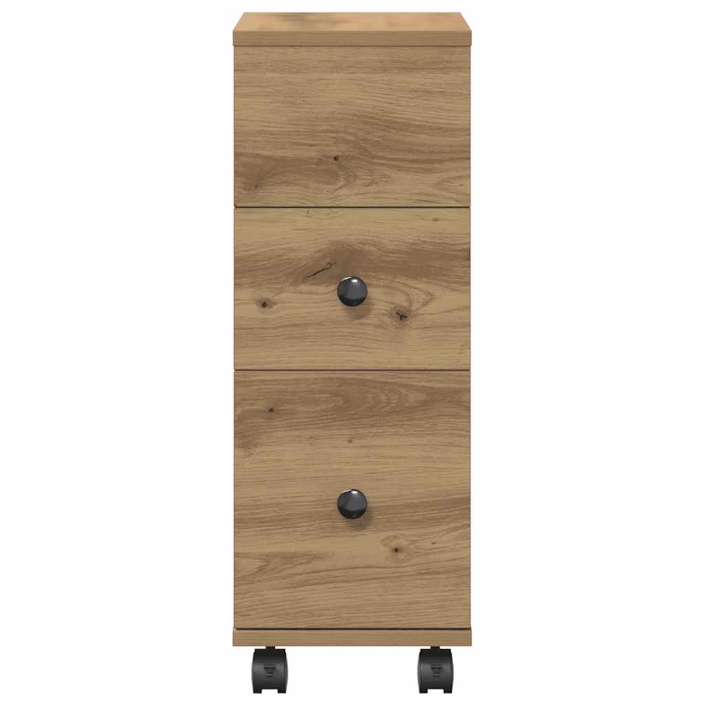 Badschrank Schmal mit Rollen Artisan-Eiche Holzwerkstoff