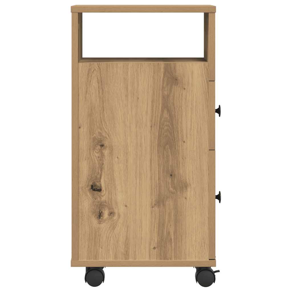 Badschrank Schmal mit Rollen Artisan-Eiche Holzwerkstoff