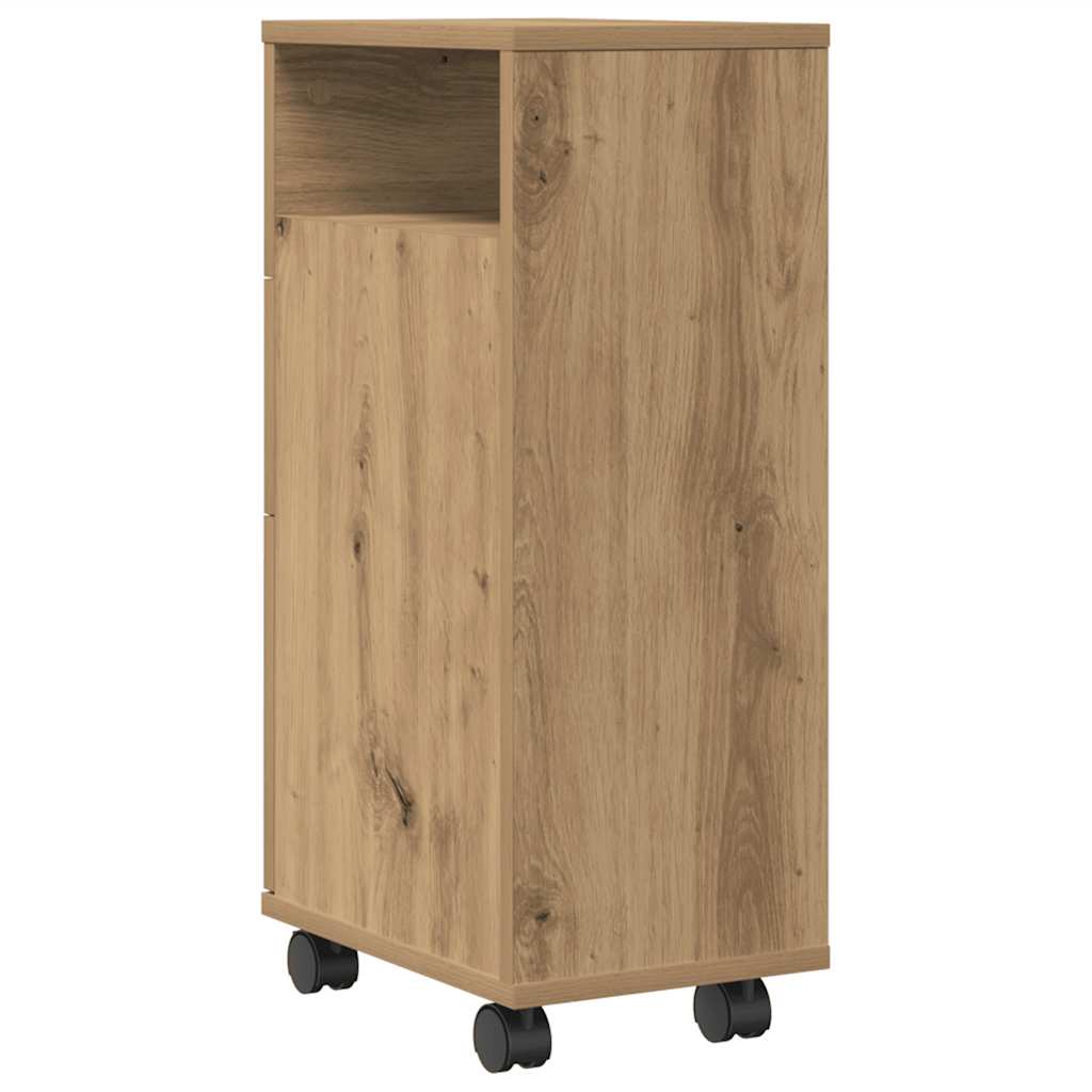 Badschrank Schmal mit Rollen Artisan-Eiche Holzwerkstoff