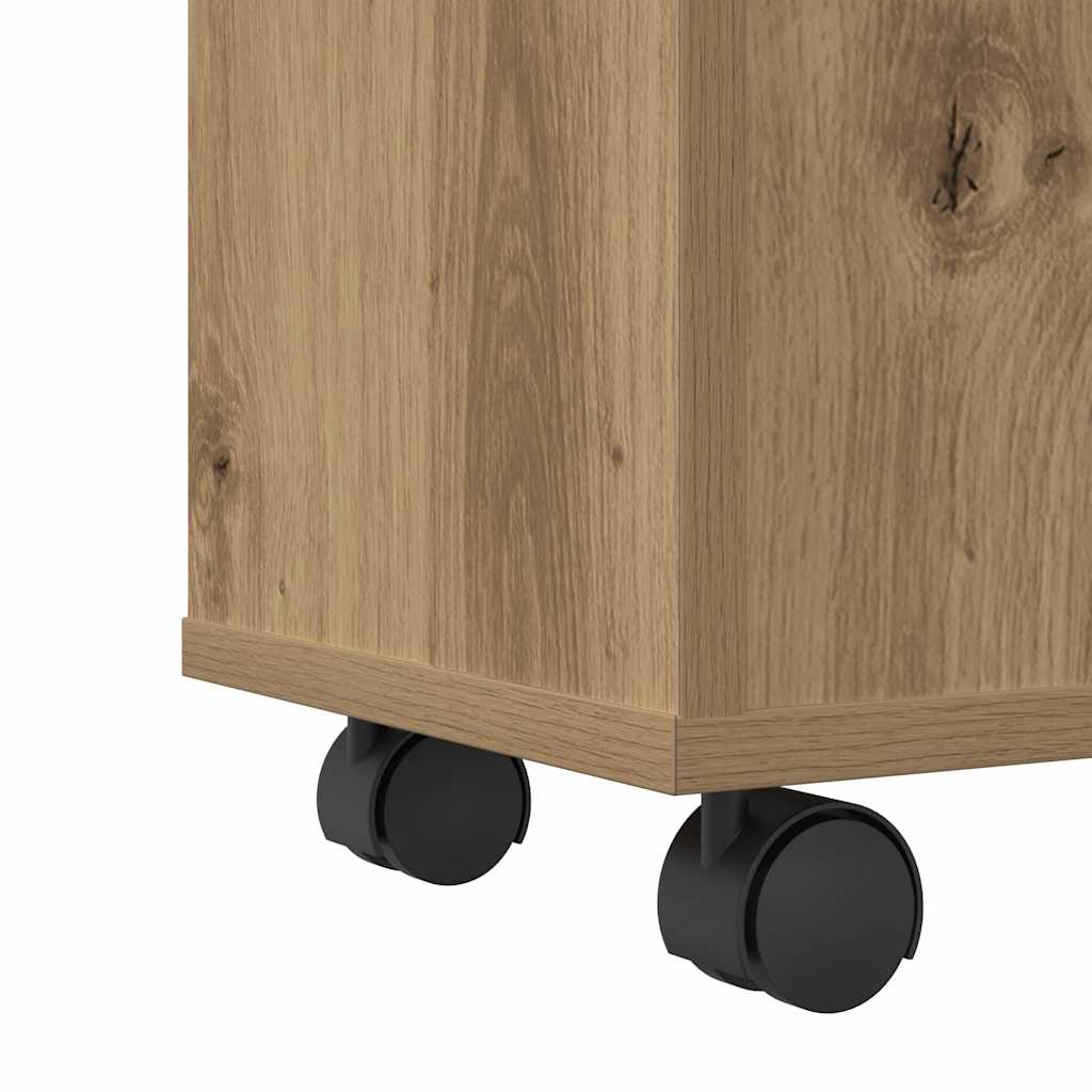 Badschrank Schmal mit Rollen Artisan-Eiche Holzwerkstoff