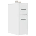 Badschrank Schmal mit Rollen Weiß Holzwerkstoff