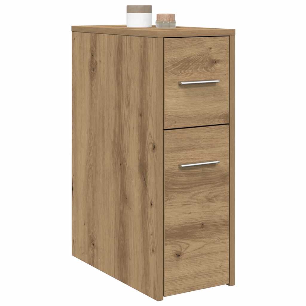 Badschrank Schmal mit Rollen Artisan-Eiche Holzwerkstoff
