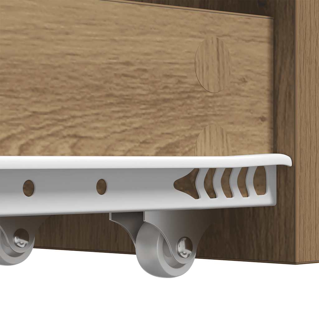 Badschrank Schmal mit Rollen Artisan-Eiche Holzwerkstoff