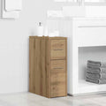 Badschrank Schmal mit Rollen Artisan-Eiche Holzwerkstoff