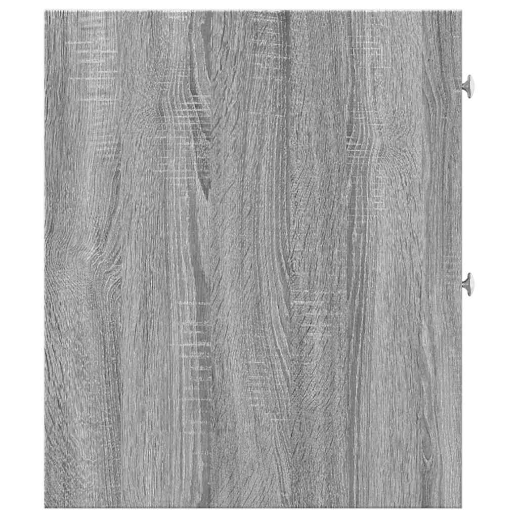 Badschrank Schmal mit Rollen Grau Sonoma Holzwerkstoff