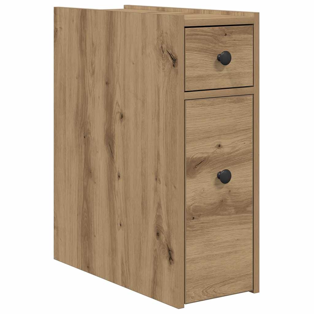 Badschrank Schmal mit Rollen Artisan-Eiche Holzwerkstoff