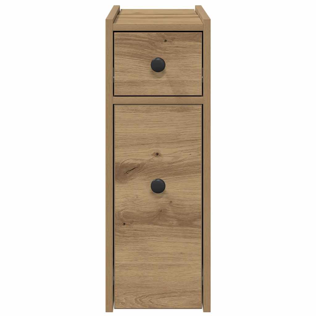Badschrank Schmal mit Rollen Artisan-Eiche Holzwerkstoff