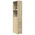 Badschrank Schmal mit Rollen Sonoma-Eiche Holzwerkstoff