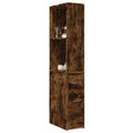 Badschrank Schmal mit Rollen Räuchereiche Holzwerkstoff