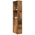Badschrank Schmal mit Rollen Altholz-Optik Holzwerkstoff