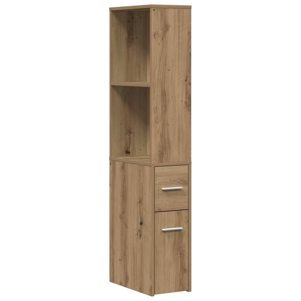 Badschrank Schmal mit Rollen Artisan-Eiche Holzwerkstoff