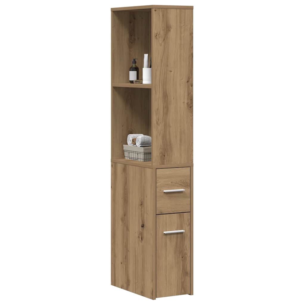 Badschrank Schmal mit Rollen Artisan-Eiche Holzwerkstoff