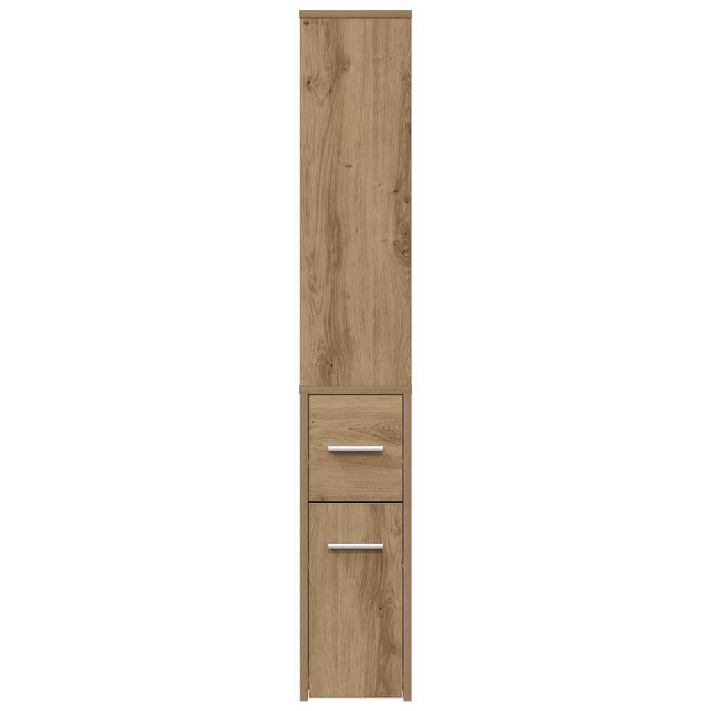 Badschrank Schmal mit Rollen Artisan-Eiche Holzwerkstoff