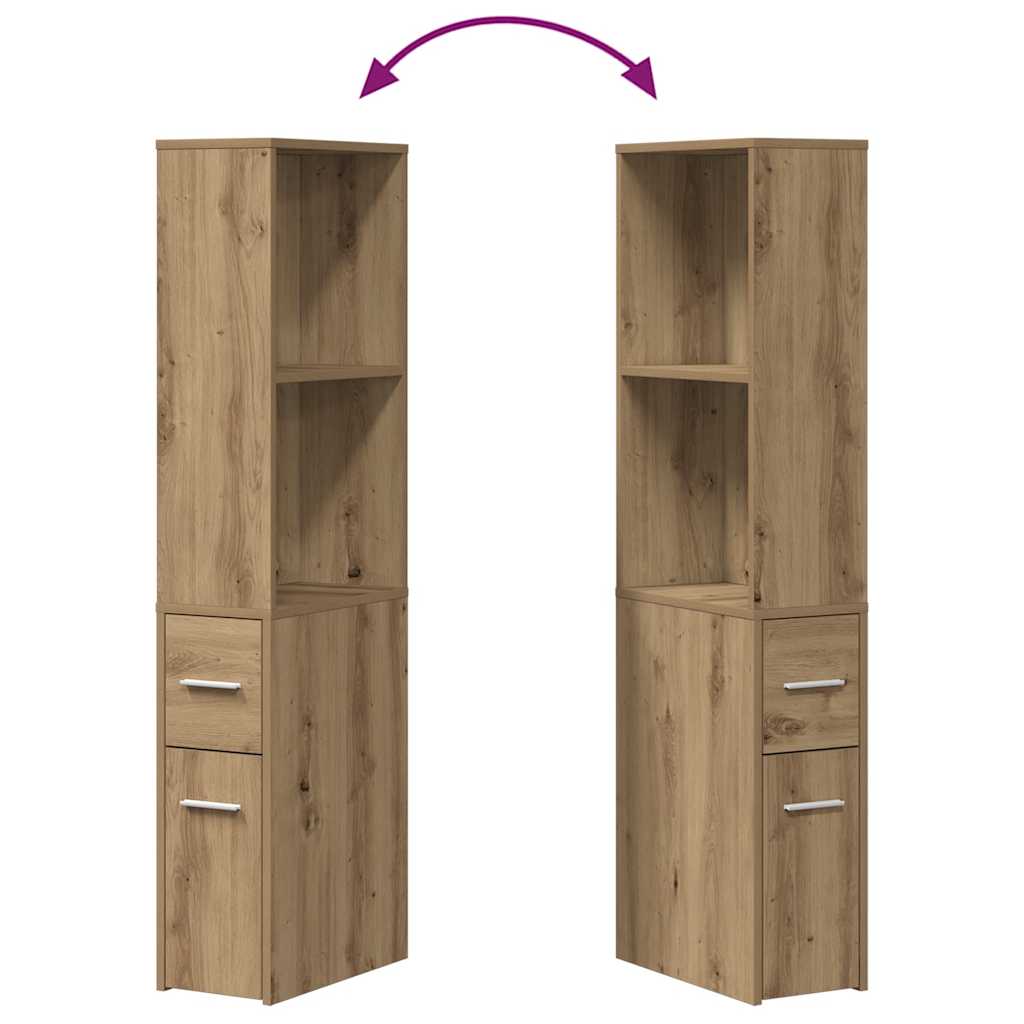 Badschrank Schmal mit Rollen Artisan-Eiche Holzwerkstoff