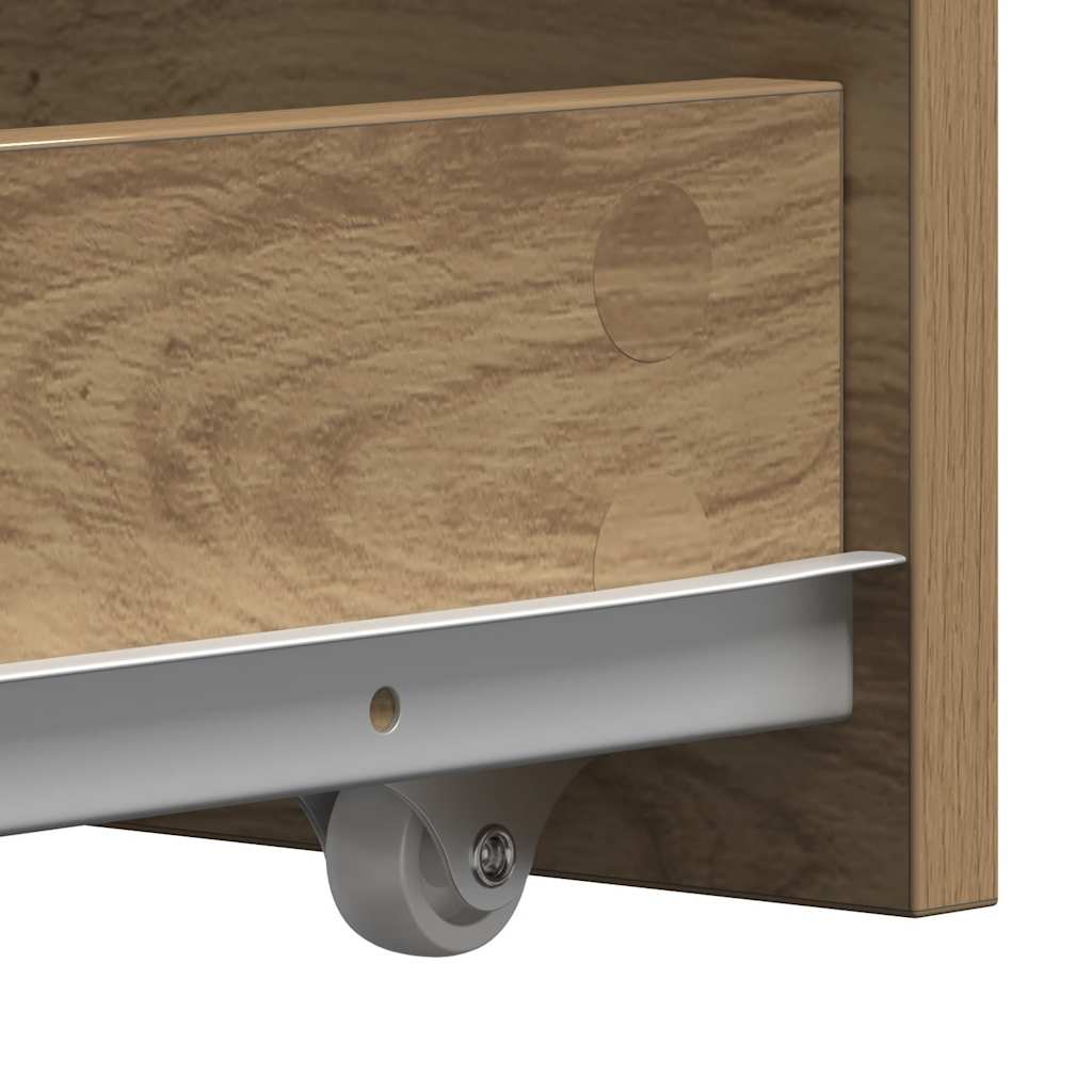 Badschrank Schmal mit Rollen Artisan-Eiche Holzwerkstoff