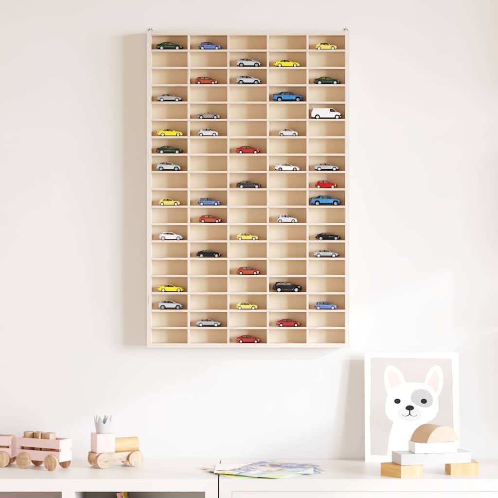 Sammlervitrine aus Holz mit 90 Fächern 50,5 x 4,5 x 79 cm