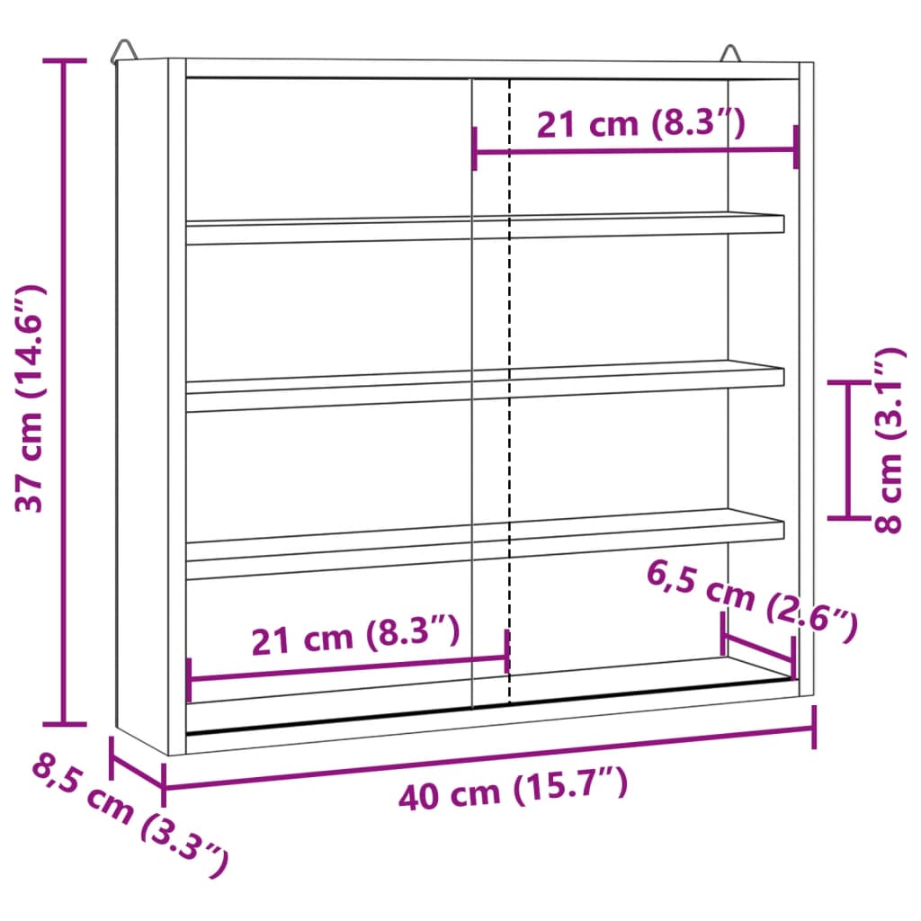 Sammlervitrine aus Holz mit Türen 40x8,5x37 cm