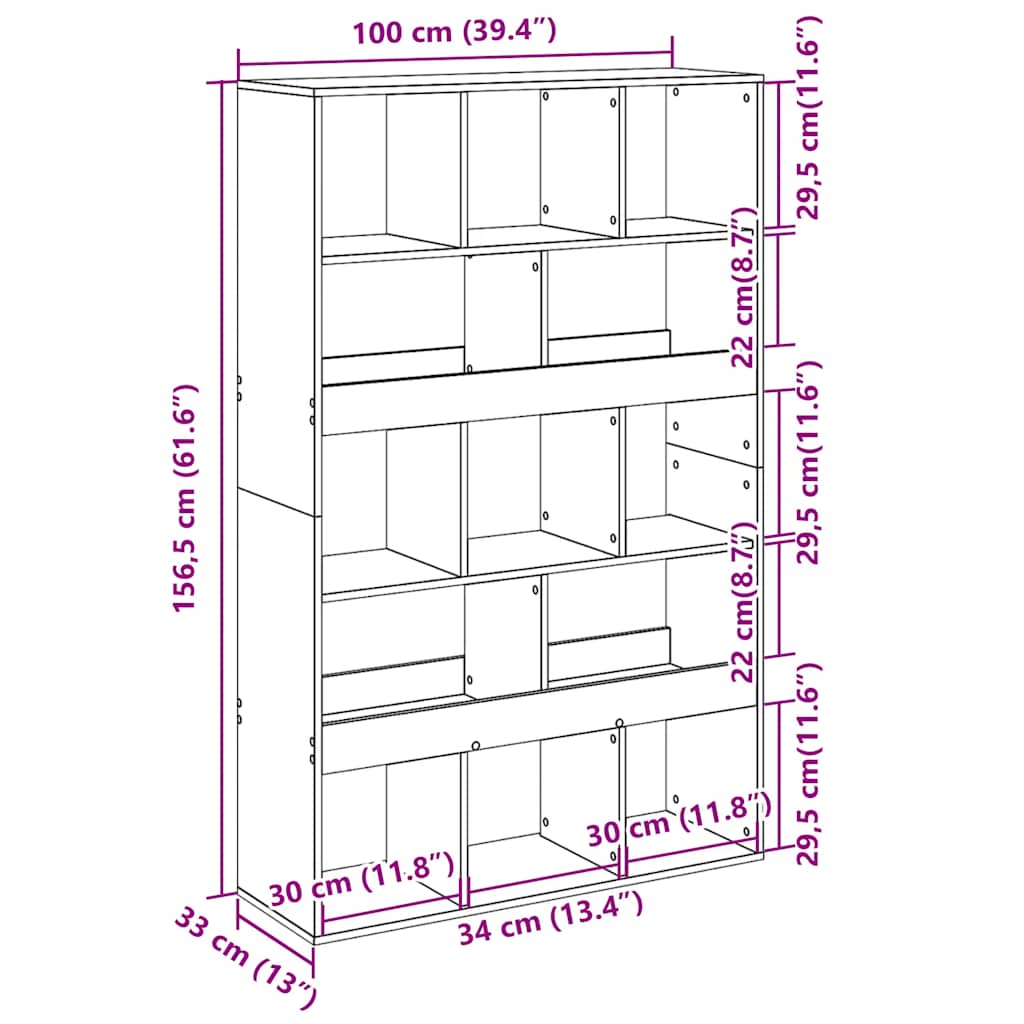 Bücherregal Schwarz 100x33x156,5 cm Holzwerkstoff