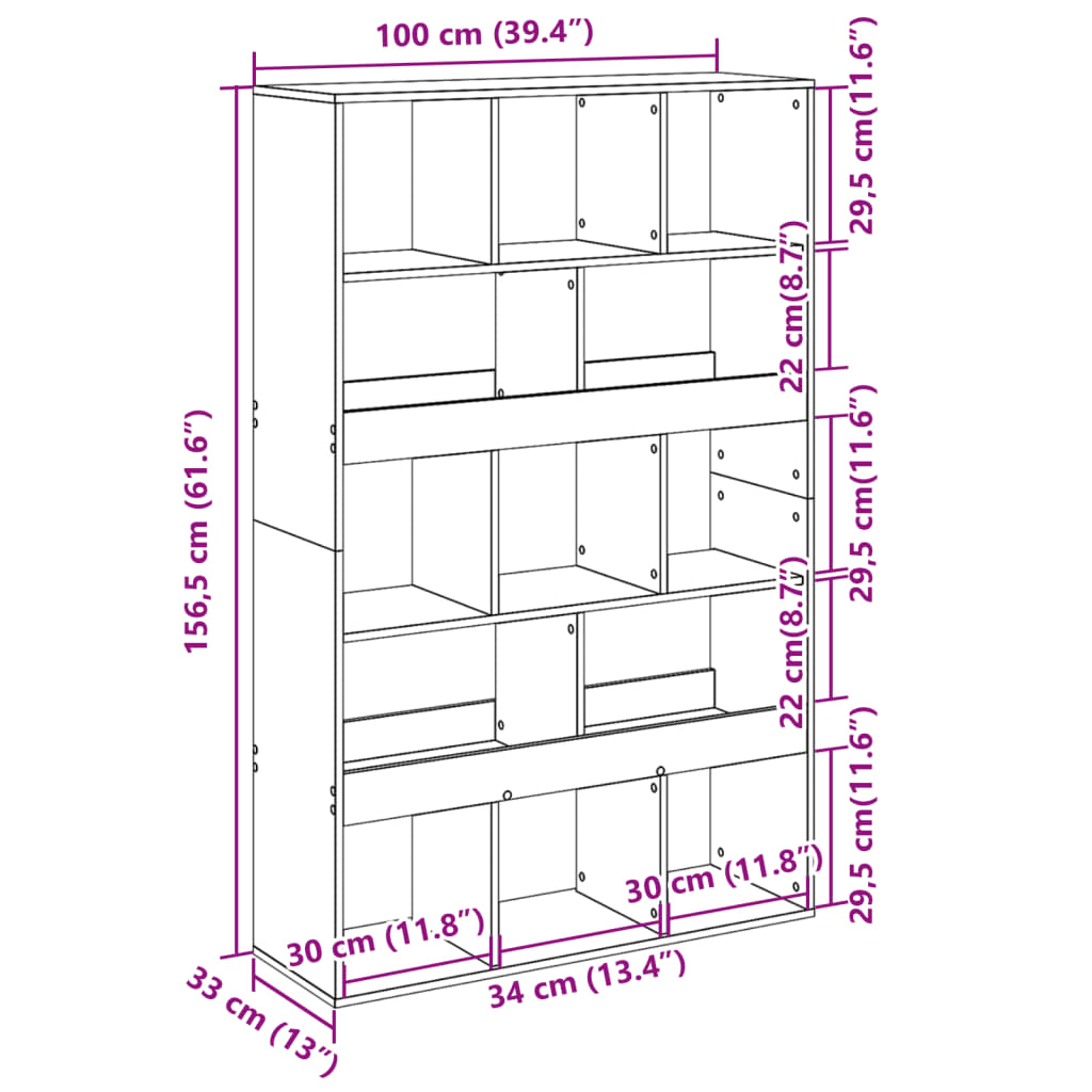 Bücherregal Betongrau 100x33x156,5 cm Holzwerkstoff