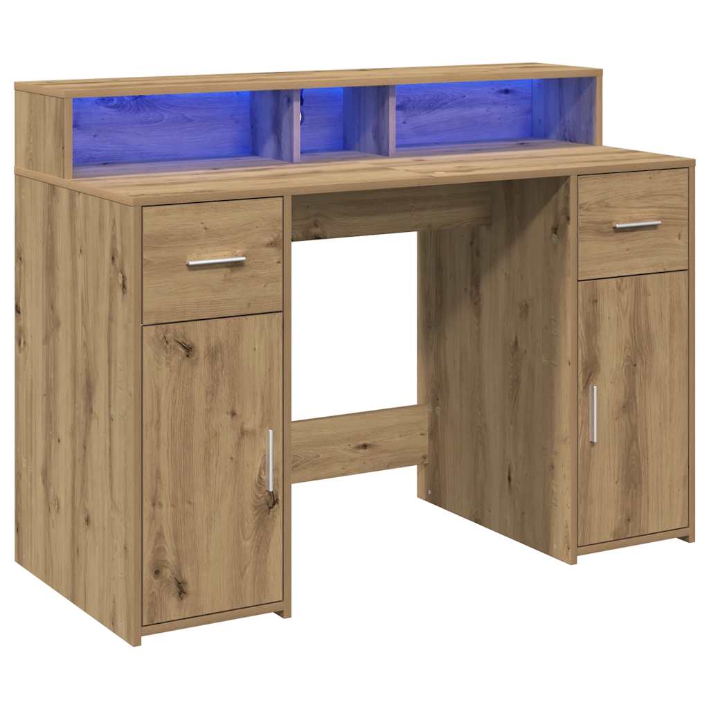 LED-Schreibtisch Artisan-Eiche 120x55x91 cm Holzwerkstoff