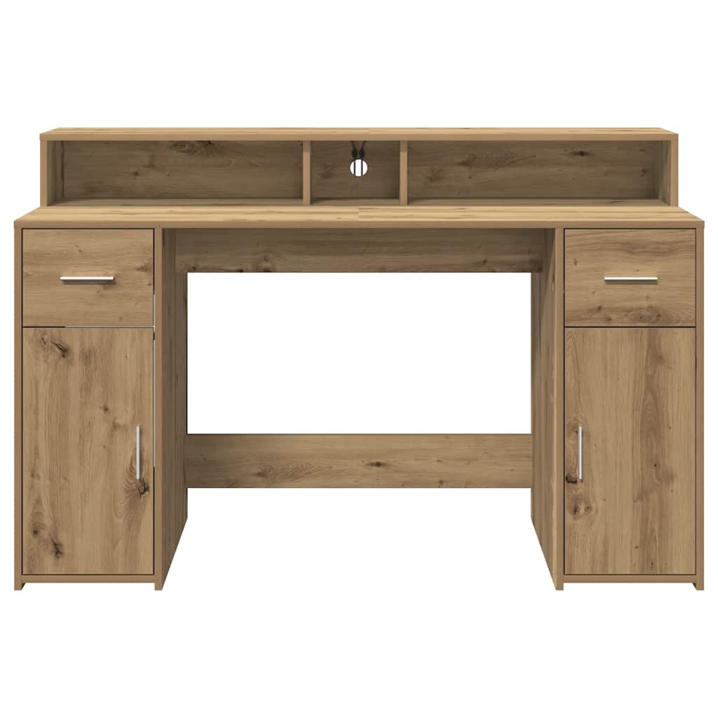 LED-Schreibtisch Artisan-Eiche 140x55x91 Holzwerkstoff