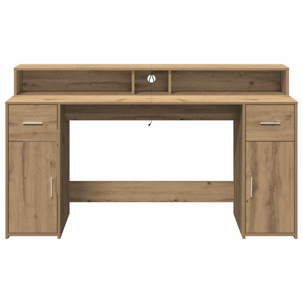 LED-Schreibtisch Artisan-Eiche 160x55x91 Holzwerkstoff